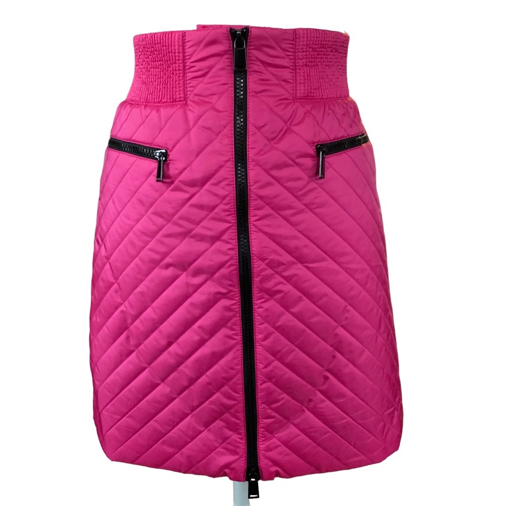 Worth New York Quilted Puffer Winter Front Zip Insulated Mini Skirt Size 8